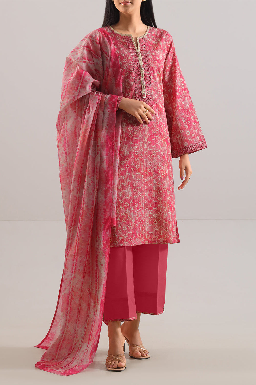 Unstitched Printed Lawn 3 Piece