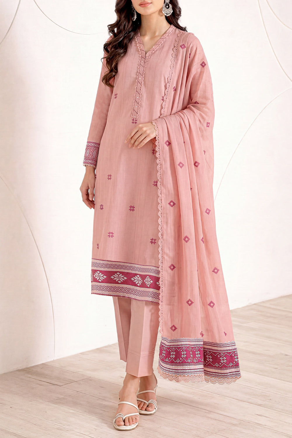 Unstitched Jacquard Cotton 3 Piece