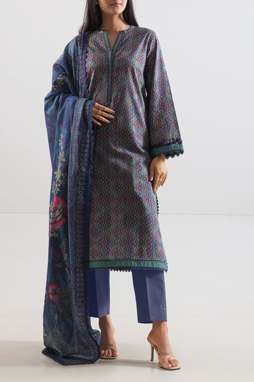 Unstitched Printed Lawn 3 Piece