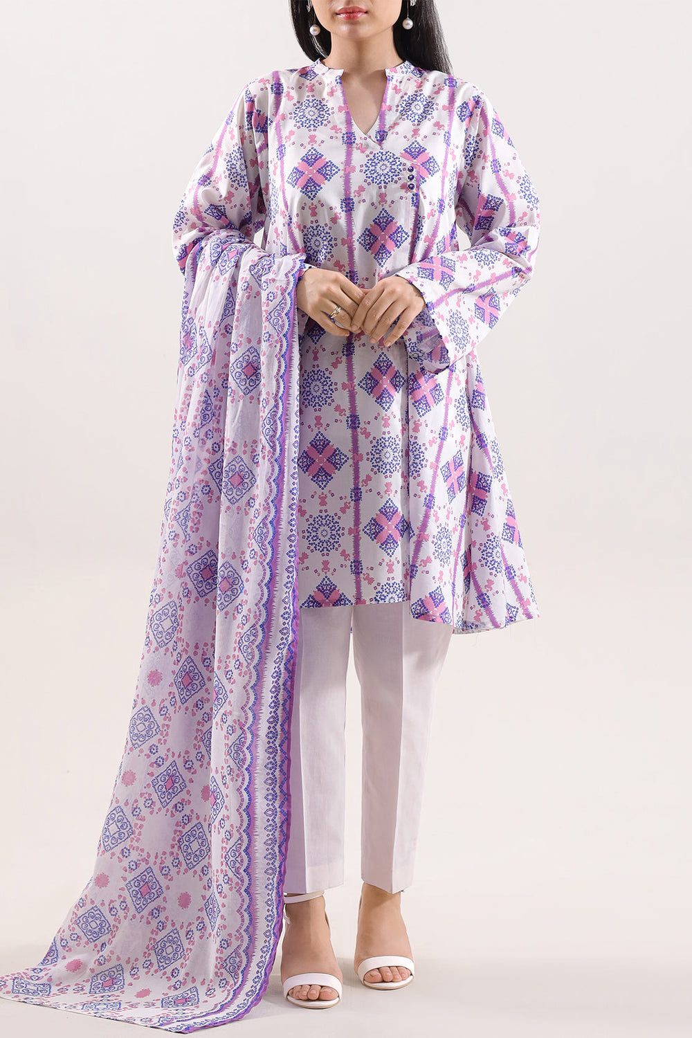 Unstitched Printed Lawn 3 Piece