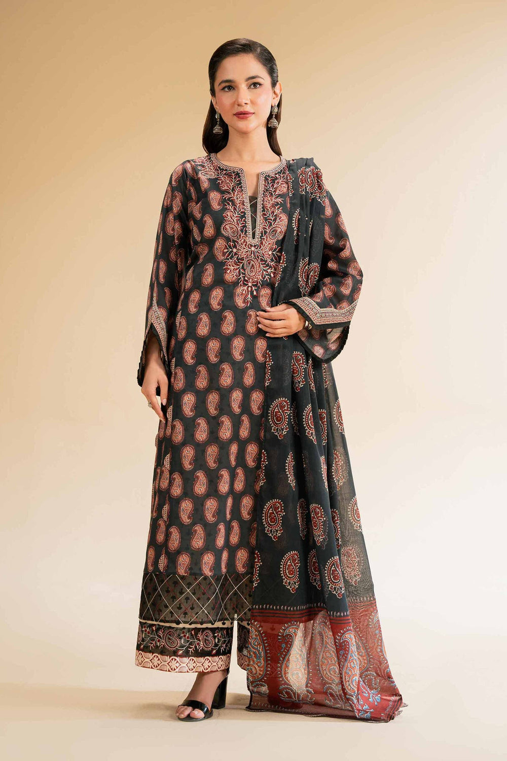 Regal Mauve Geometric 3-Piece Printed Suite