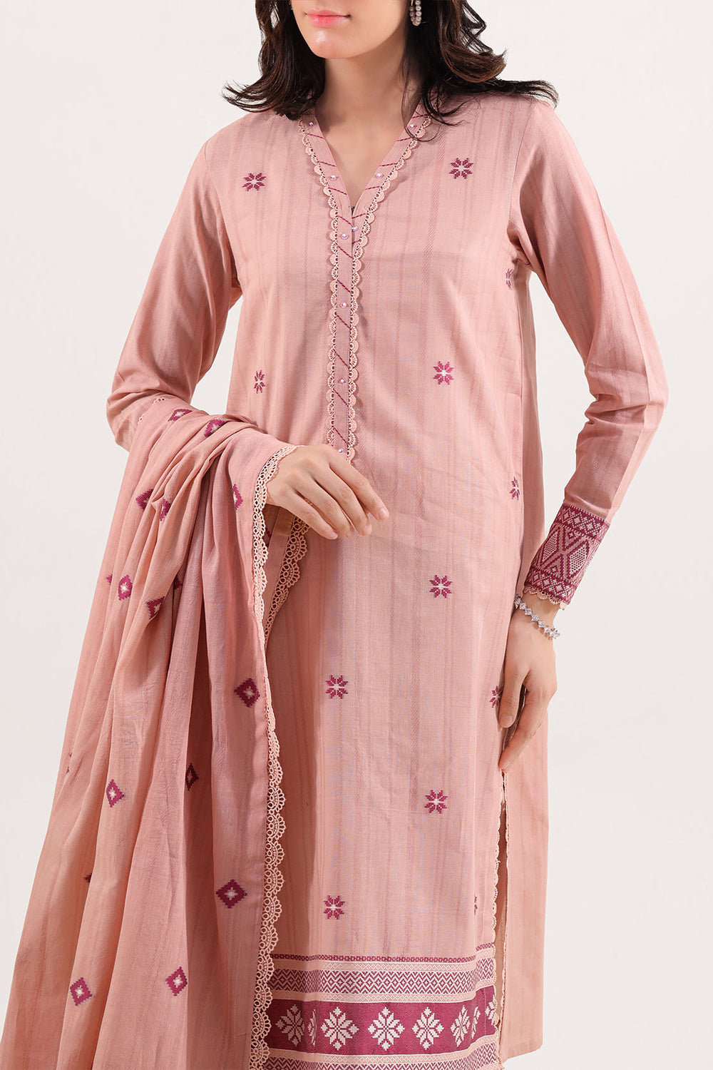 Unstitched Jacquard Cotton 3 Piece