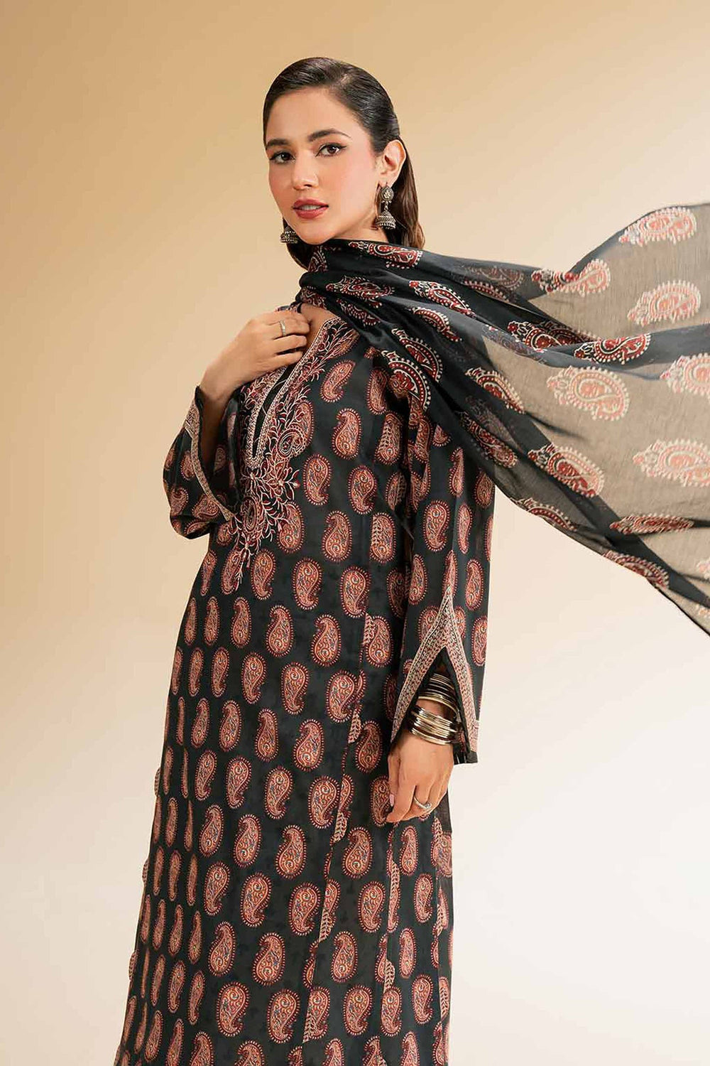 Regal Mauve Geometric 3-Piece Printed Suite