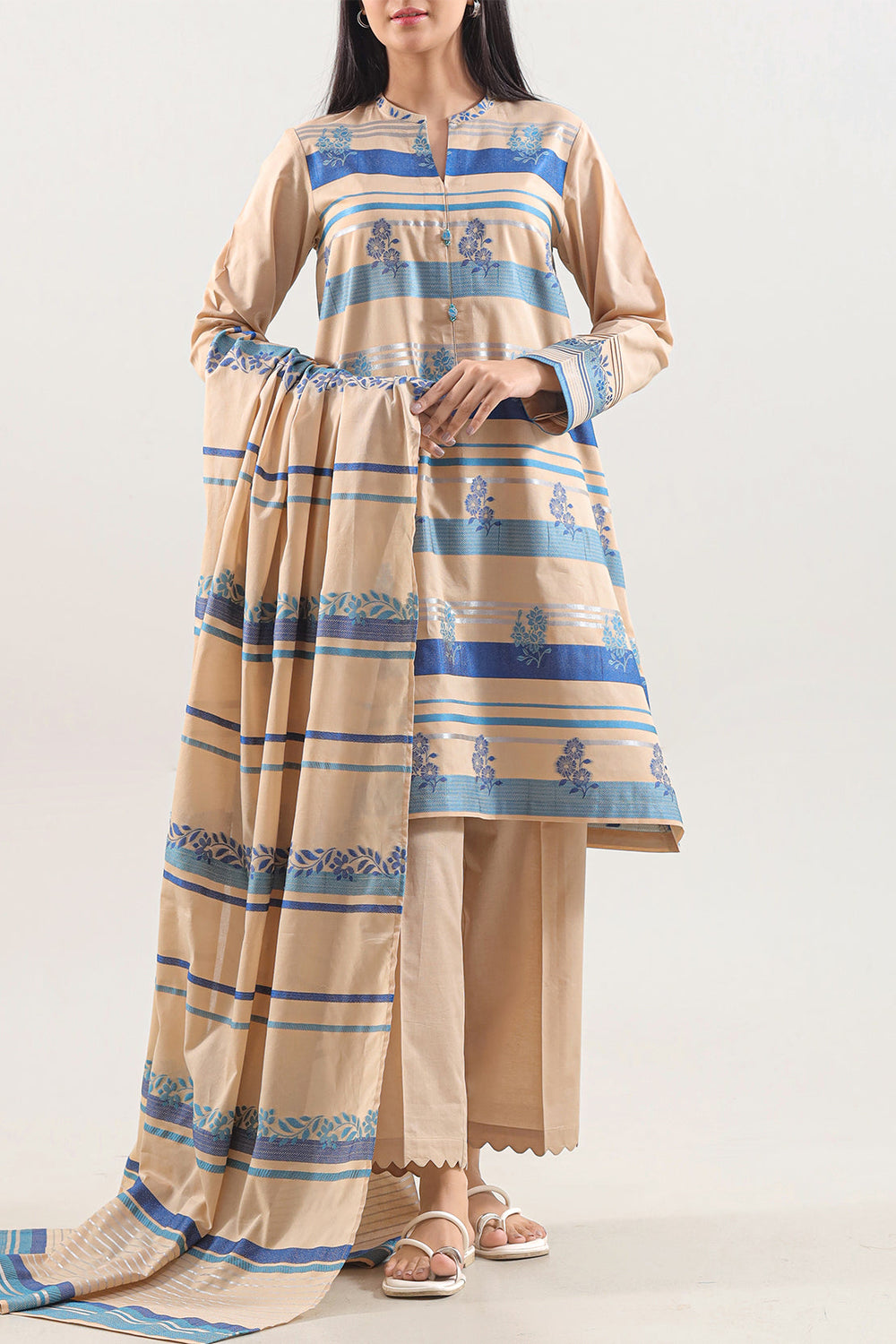 Unstitched Jacquard Cotton 3 Piece