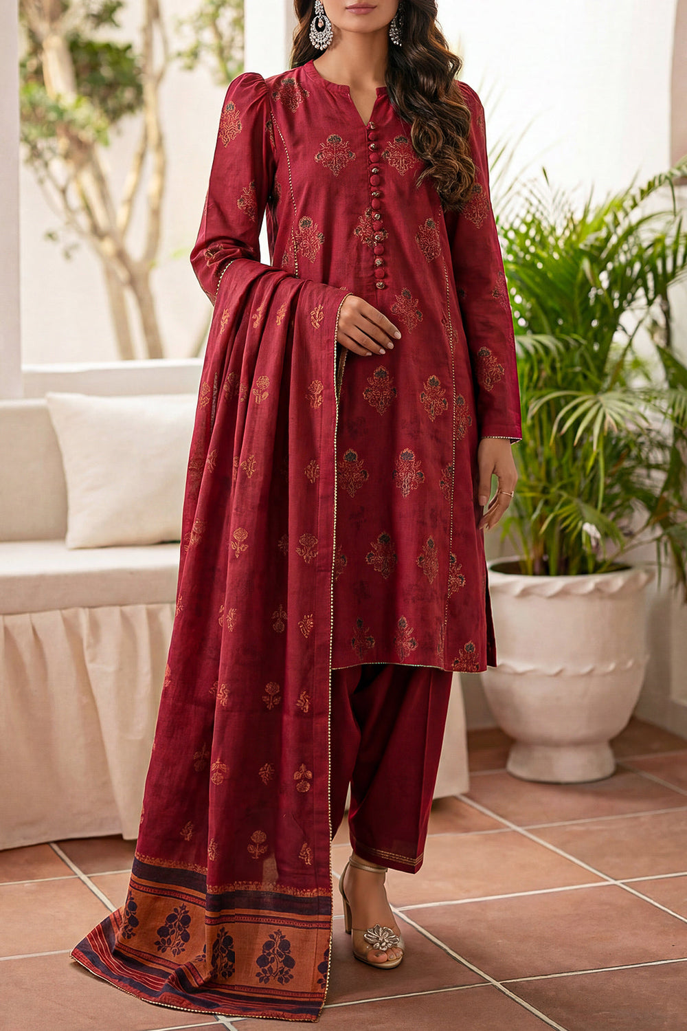 Unstitched Jacquard Cotton 3 Piece