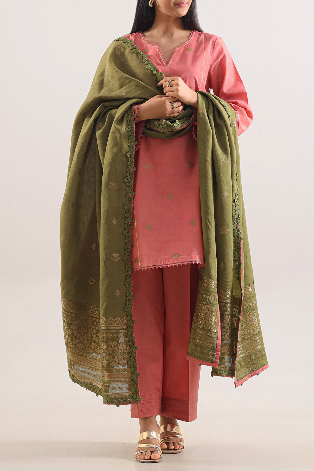 Unstitched Cotton Jacquard 3 Piece