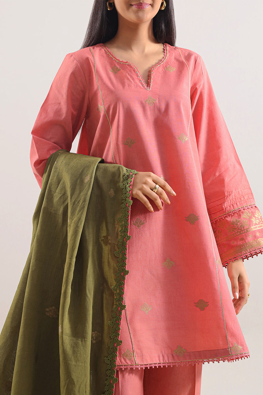 Unstitched Cotton Jacquard 3 Piece