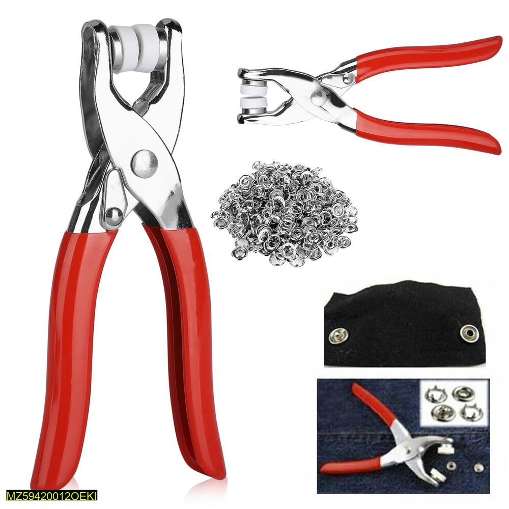 Stainless Steel Button Presser Tool Red Handles