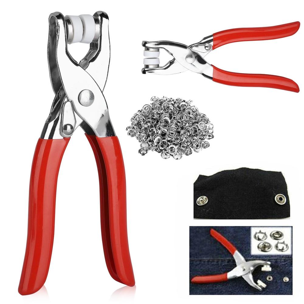 Stainless Steel Button Presser Tool Red Handles